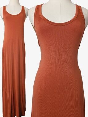 Monk & Lou Burnt Orange Maxi Dress Halter Relaxed Fit Size XS